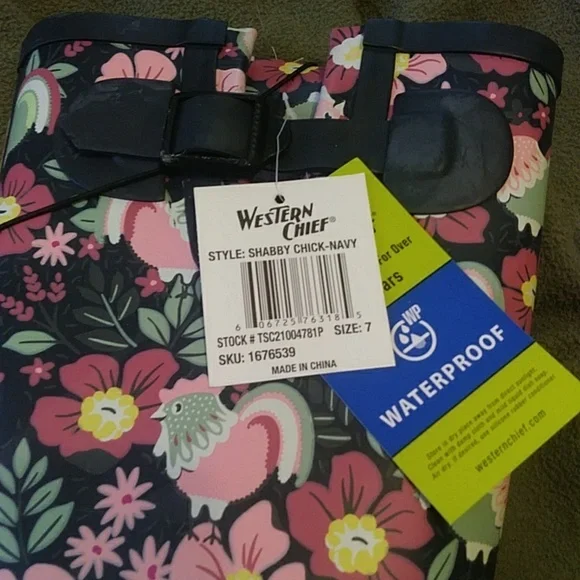 Western Chief Womens Waterproof Chicken Flower Boots - Picture 2 of 7